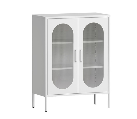 OEM ODM Swing Glass Door Storage Cabinet With 4 Adjustable Foot