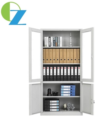 New Style 0.5-1.0mm Metal Office File Cabinets Up Glass Down Steel Swing Door