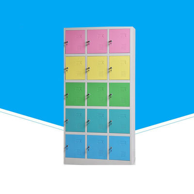 5 Tier 3 Wide Steel Office Lockers For Employee 15 Door Steel Locker