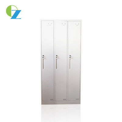 900mm Width Steel Office Lockers Furniture 3 Door With Green Steel Handle