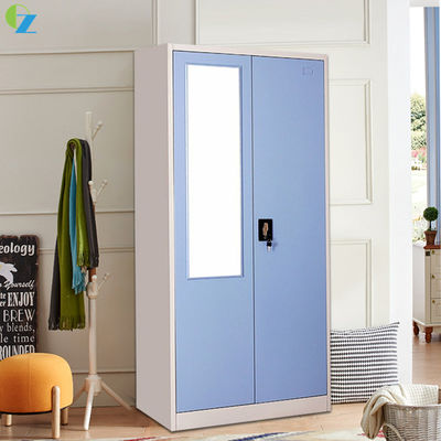 2 Swing Door Steel 0.5Mm Office Filing Cabinet KD Structure With Mirror