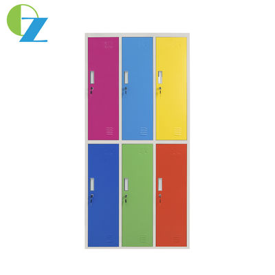 Furniture Colorful Metal Office Lockers Swing 6 Door Steel Storage Cabinet