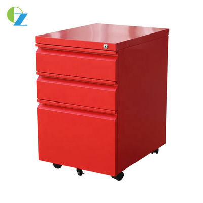 Red Color 3 Drawer Mobile Pedestal Cabinet Office Equipment A4 File Cabinet