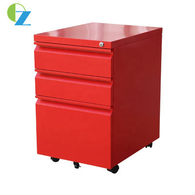 Red Color 3 Drawer Mobile Pedestal Cabinet Office Equipment A4 File Cabinet