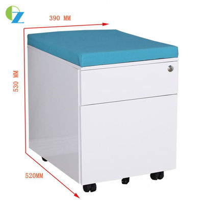 Customized Office 2 Drawer Under Desk File Cabinet Side Handle With Seat Pad