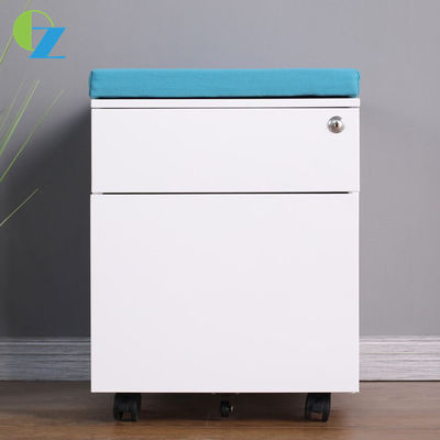 Customized Office 2 Drawer Under Desk File Cabinet Side Handle With Seat Pad