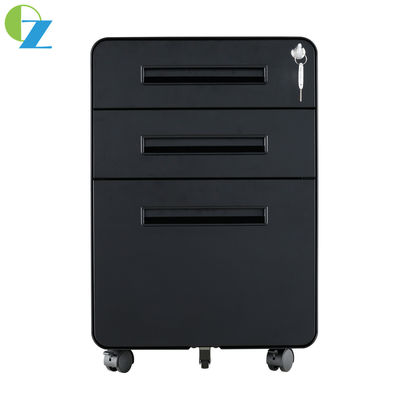 Curved Edge Office 3 Drawer Steel Filing Cabinet Metal Handles