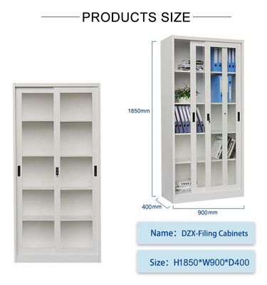 2 Glass Sliding Door Steel Office Cupboard Metal Double Door Cupboard