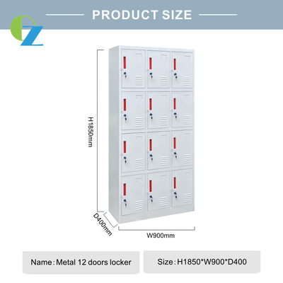 School Luggage Clothes Metal Storage Locker Student Dormitory 12 Door Steel Locker
