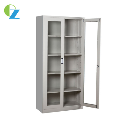 Commercial Steel Metal File Storage Cabinet Office Furniture 2 Swing Glass Door