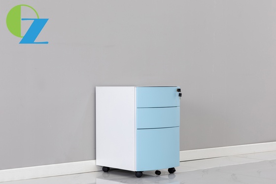 Steel 3 Drawer Arc edge Mobile File Cabinet with Lock Rolling Pedestal Storage Cabinet
