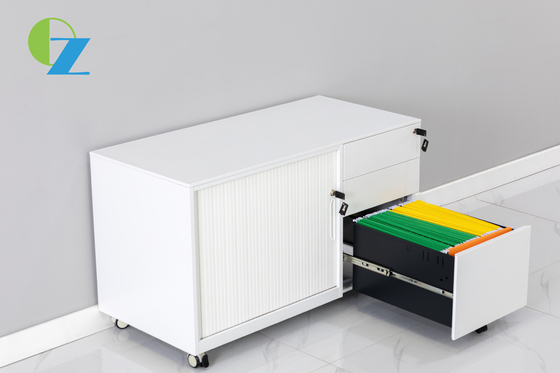 Metal Mobile Tambour Caddy File Storage Cabinet 3 Drawer Office Furniture